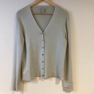 BROOKS BROTHERS Sz XL Lght Green Silk Cardigan Sweater Soft Career Quiet Luxury